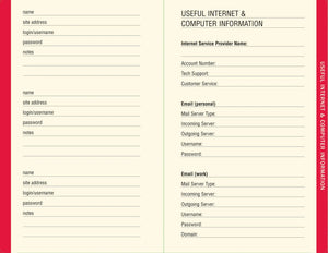 Internet Address & Password Logbook